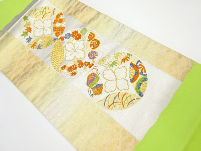 JAPANESE KIMONO / VINTAGE NAGOYA OBI / WOVEN SEIGAIHA